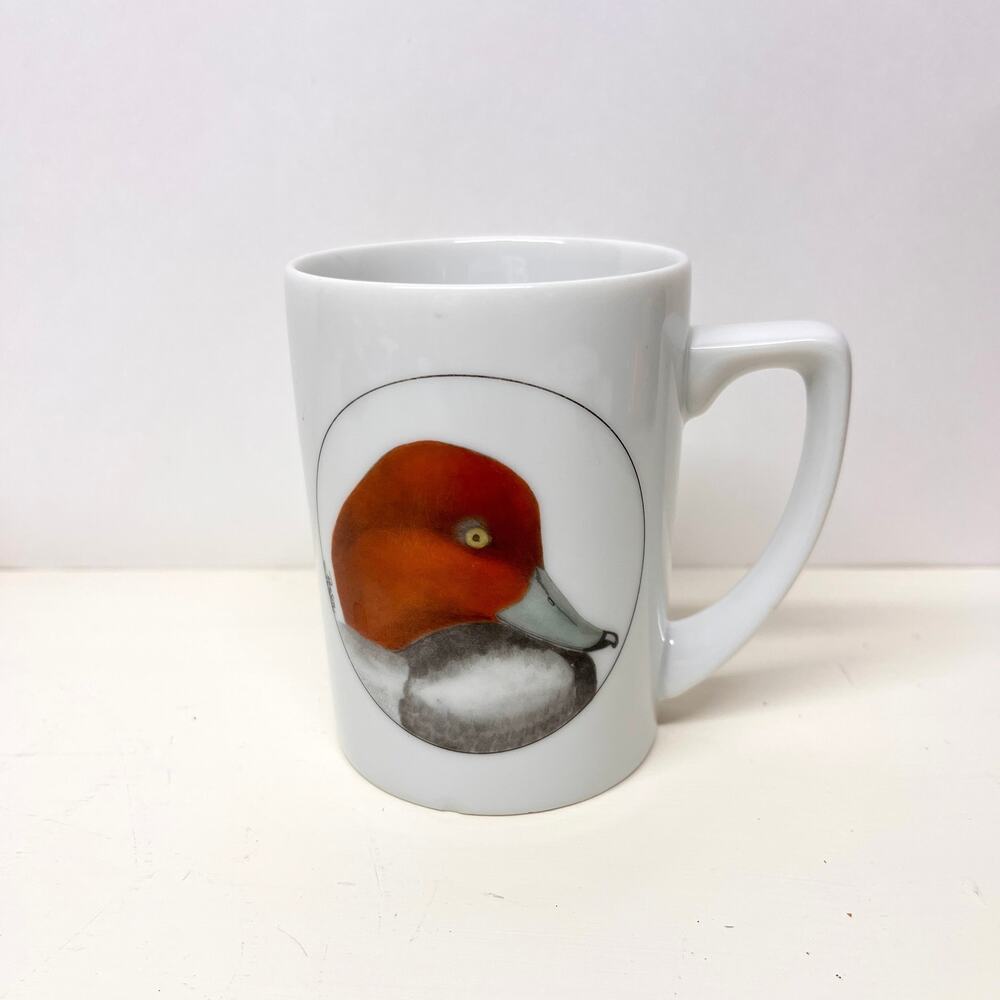 Vintage DeLano Studios Hand Colored Red Head Duck Coffee Mug